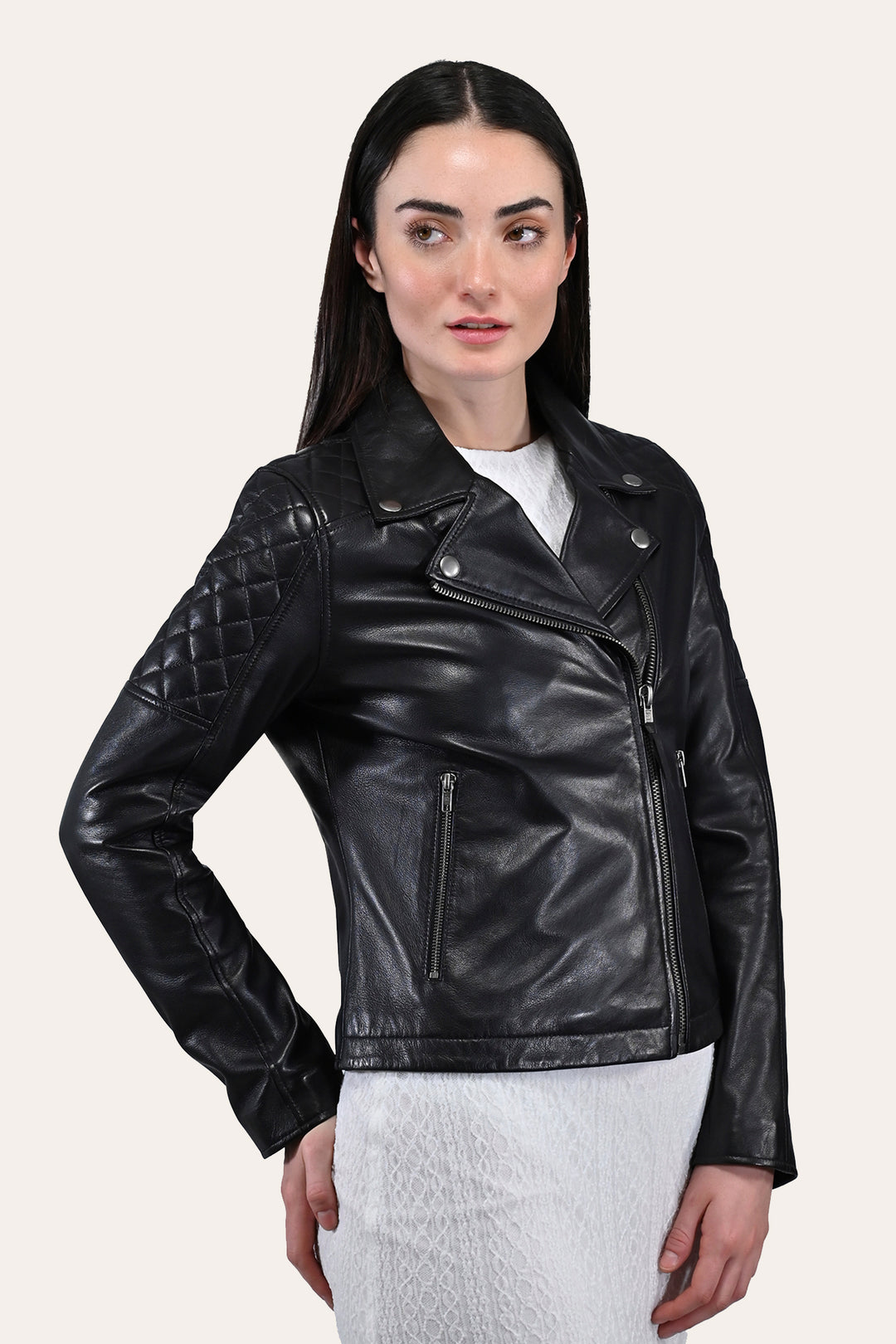 Black Leather Jackets Frye Women’s Black Oklahoma Biker Leather Jacket