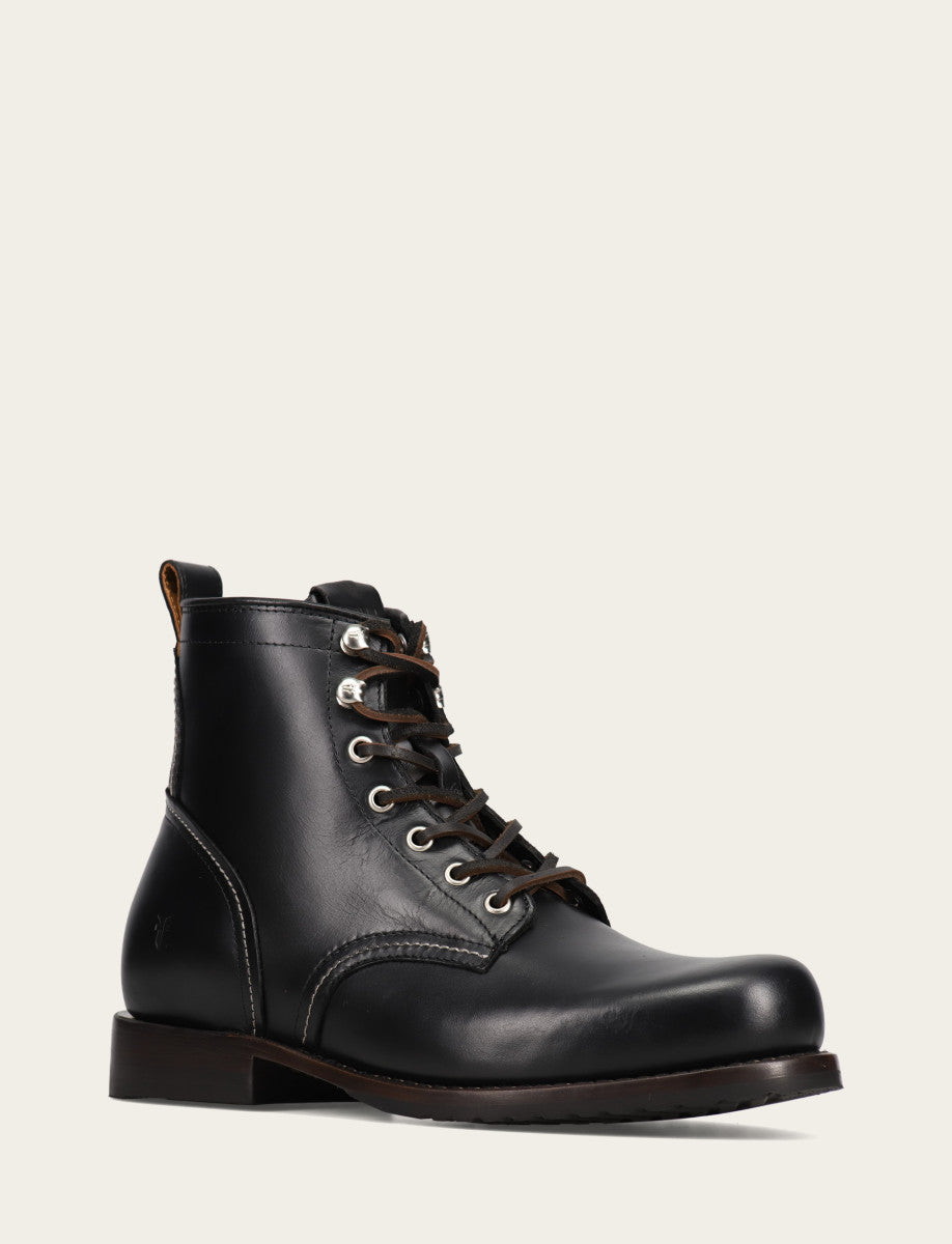 Black Boots Frye Men's Black Hudson Workboot Plain Toe