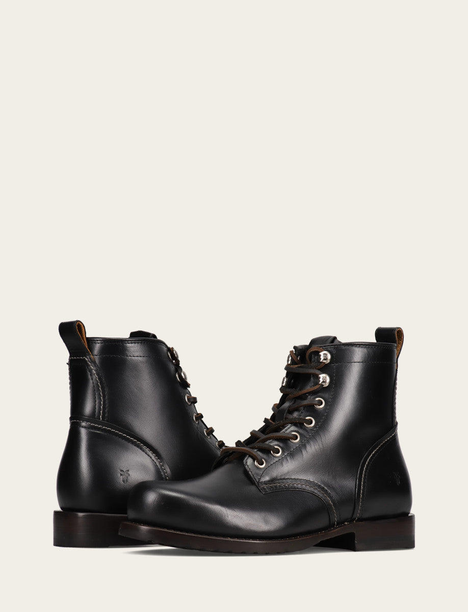 Black Boots Frye Men's Black Hudson Workboot Plain Toe