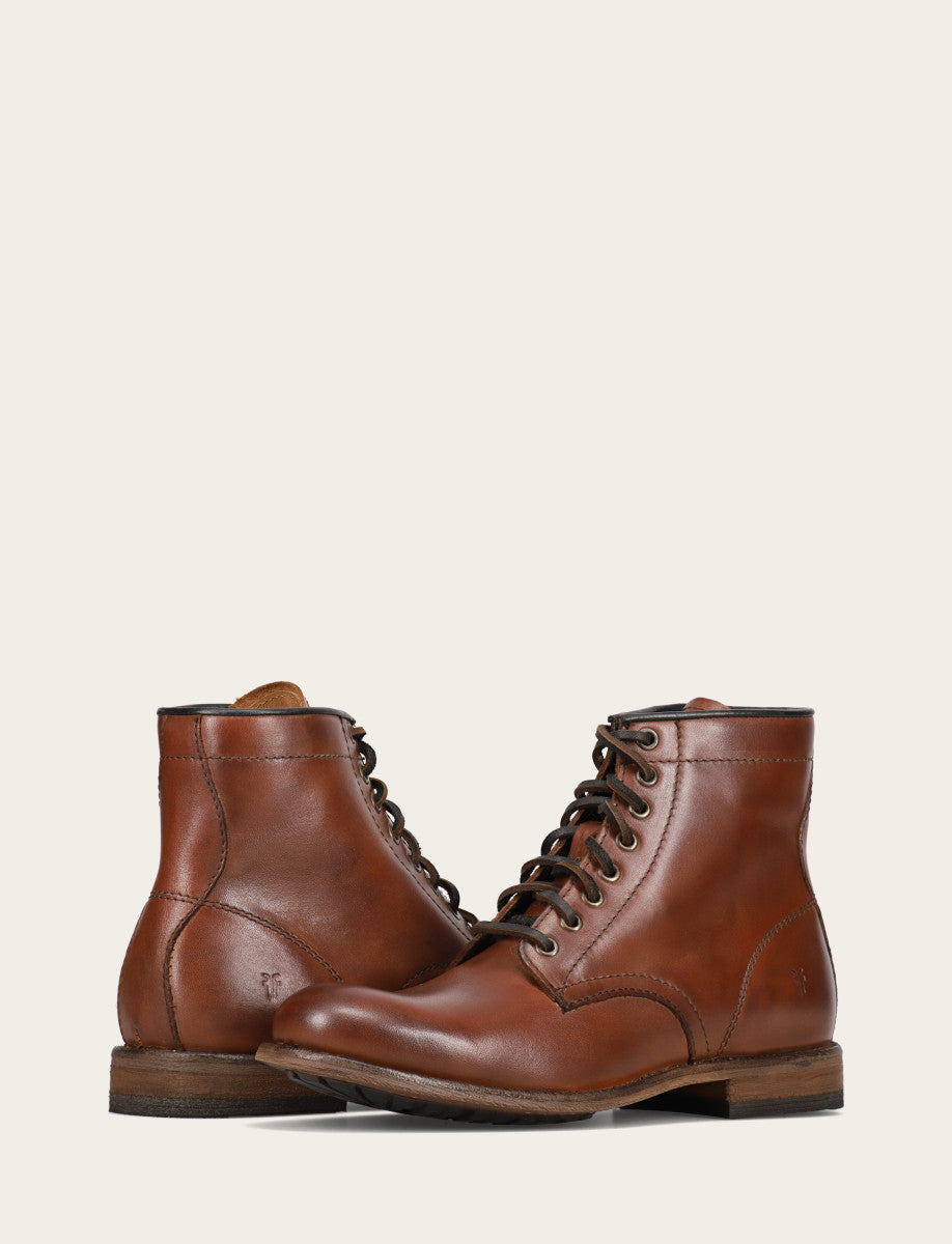 Cognac Boots|Casual Frye Men's Cognac Tyler Flex Lace Up Boots