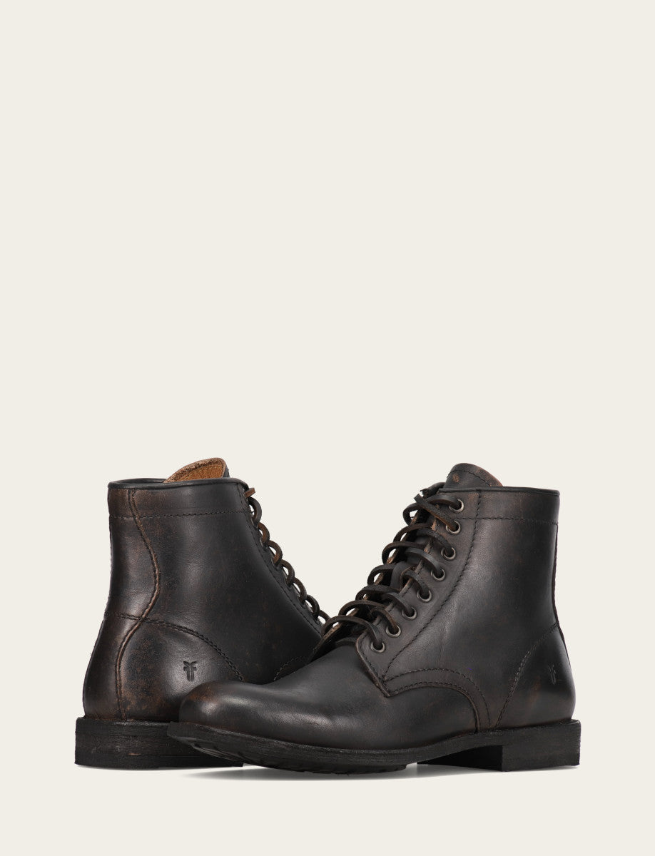Antiqued Black Boots|Casual Frye Men's Antiqued Black Tyler Flex Lace Up Boots