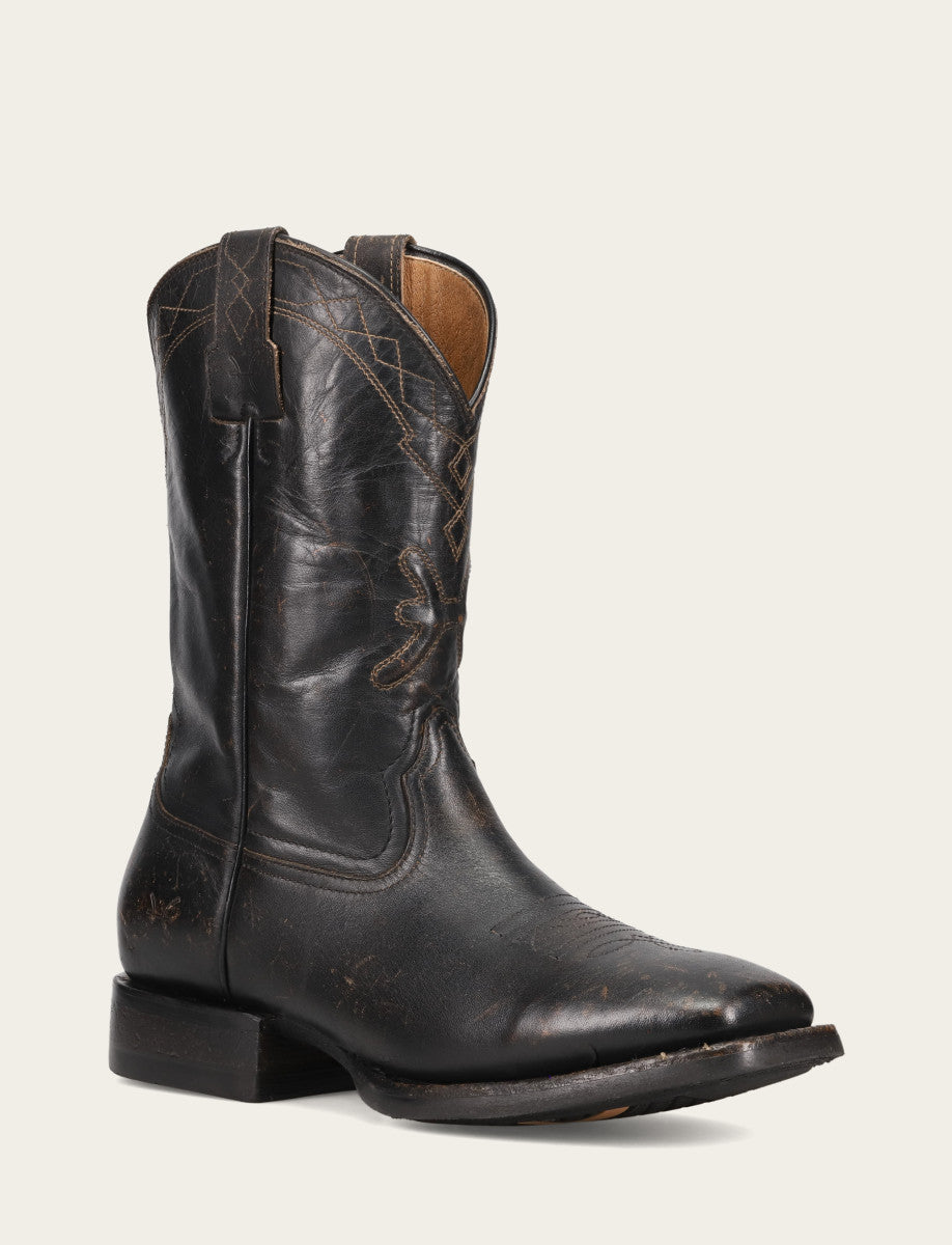 Black Boots Frye Men's Black Hauser Logo Stitch Boots
