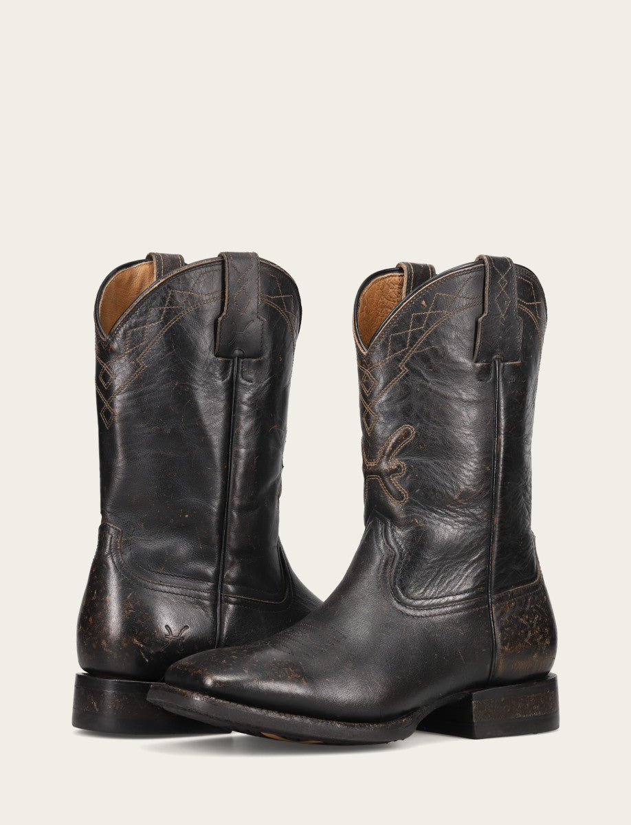 Black Boots Frye Men's Black Hauser Logo Stitch Boots