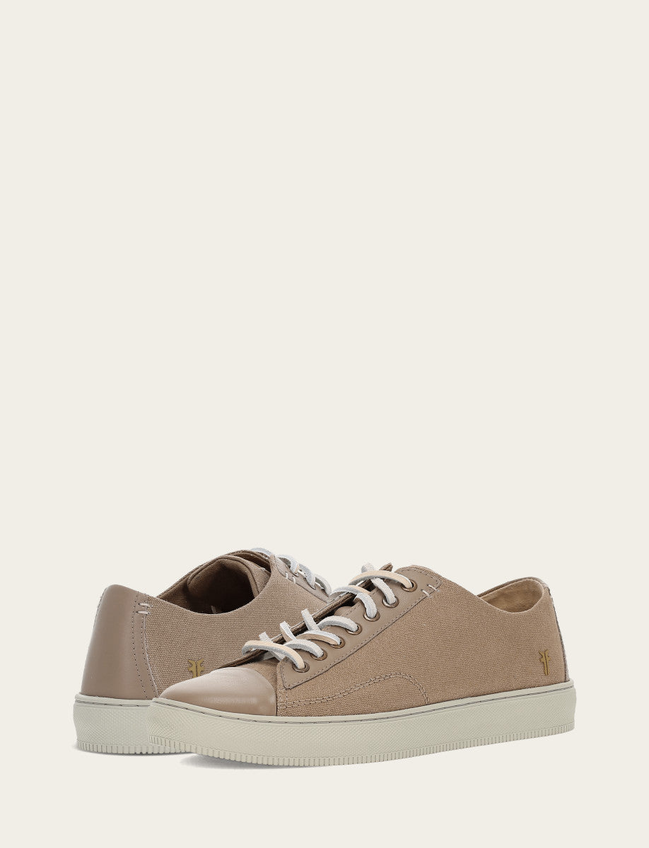 Khaki Casual Frye Men's Khaki Astor Cap Toe Low Lace Sneakers