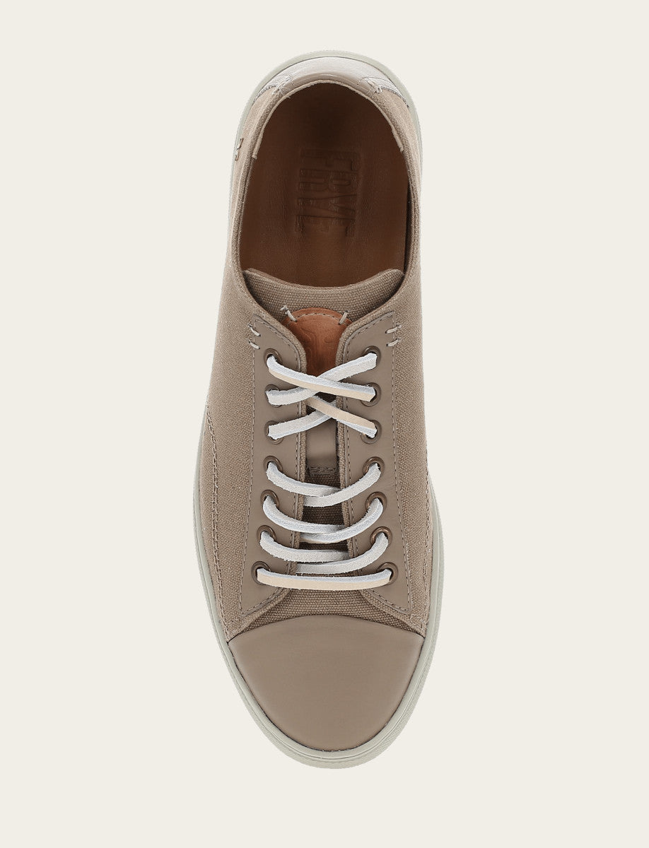 Khaki Casual Frye Men's Khaki Astor Cap Toe Low Lace Sneakers