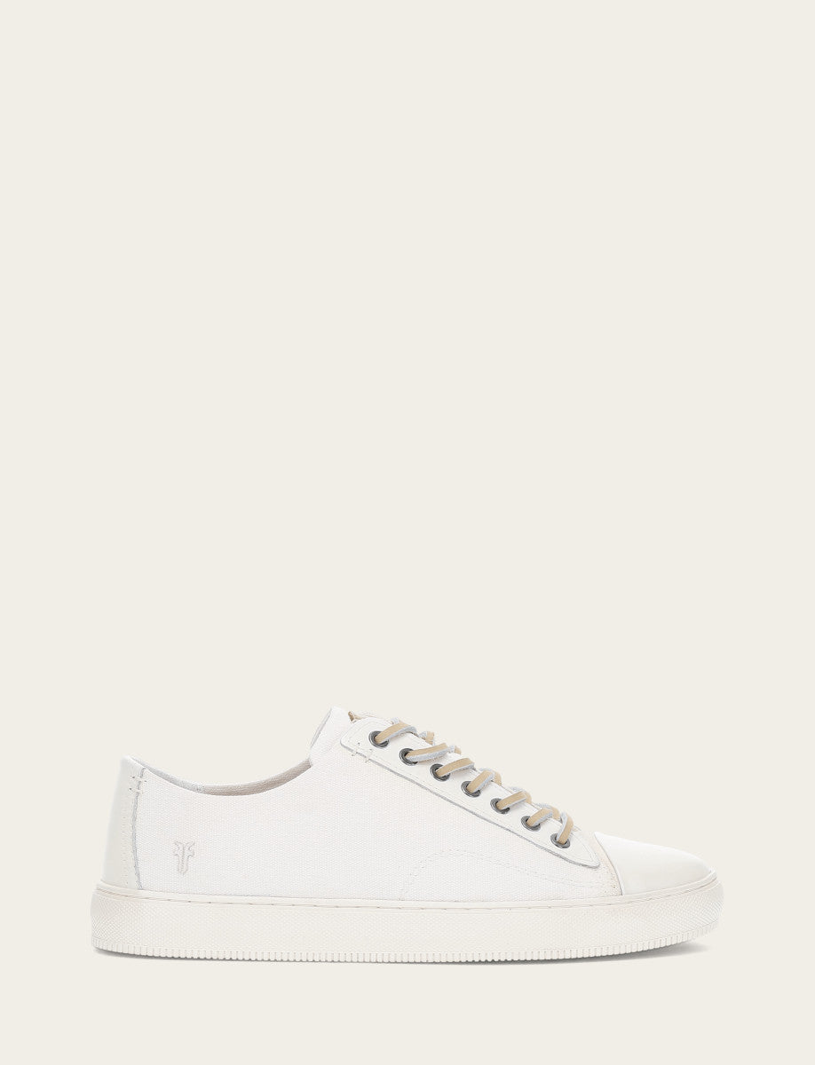 White Casual Frye Men's White Astor Cap Toe Low Lace Sneakers