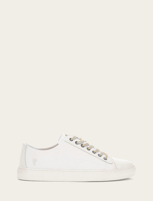 White Casual Frye Men's White Astor Cap Toe Low Lace Sneakers