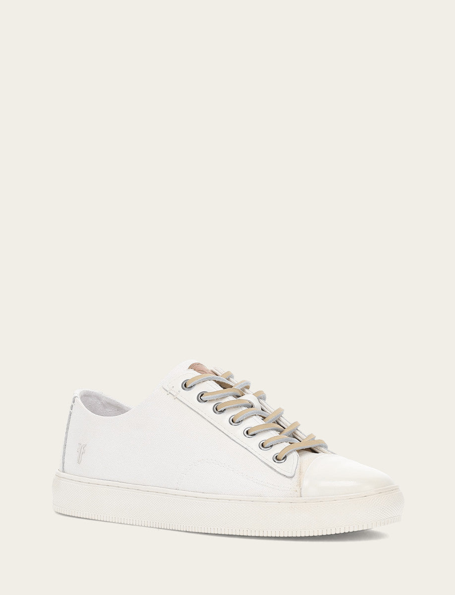 White Casual Frye Men's White Astor Cap Toe Low Lace Sneakers