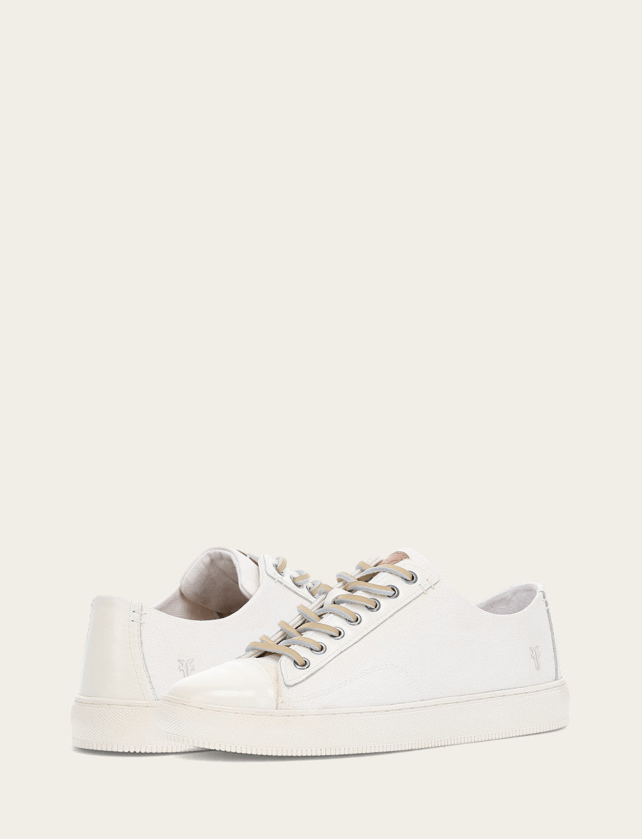 White Casual Frye Men's White Astor Cap Toe Low Lace Sneakers