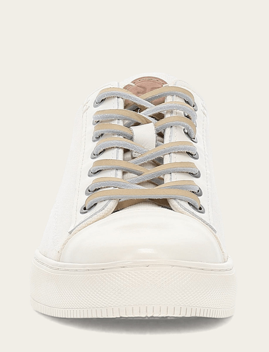 White Casual Frye Men's White Astor Cap Toe Low Lace Sneakers