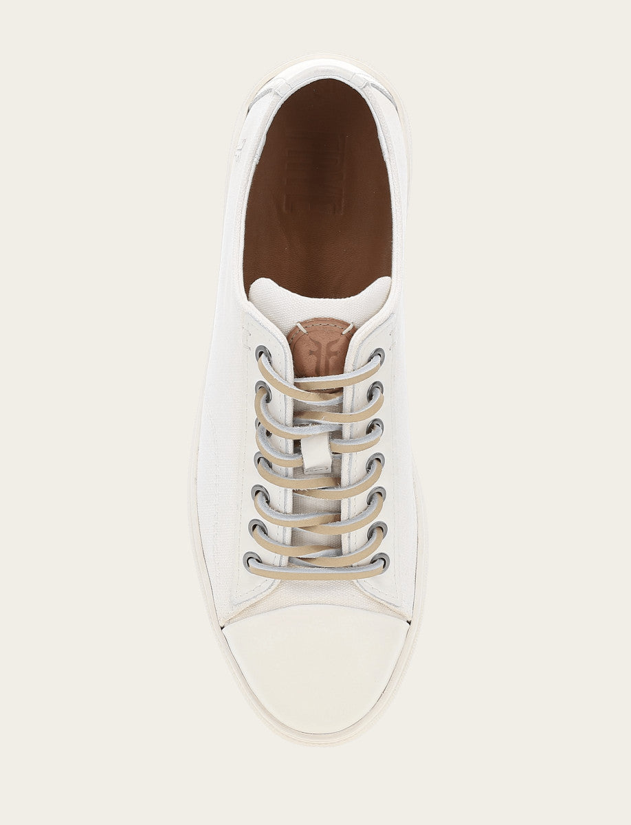 White Casual Frye Men's White Astor Cap Toe Low Lace Sneakers