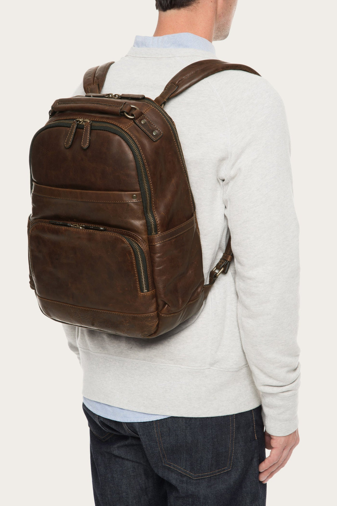 Dark Brown Bags Frye Logan Dark Brown Backpack