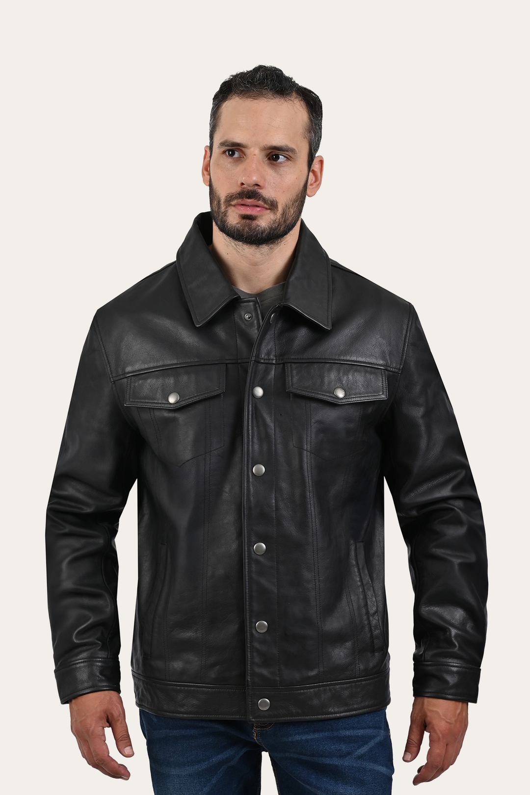 Black Leather Jackets Frye Black Baxter Trucker Jacket