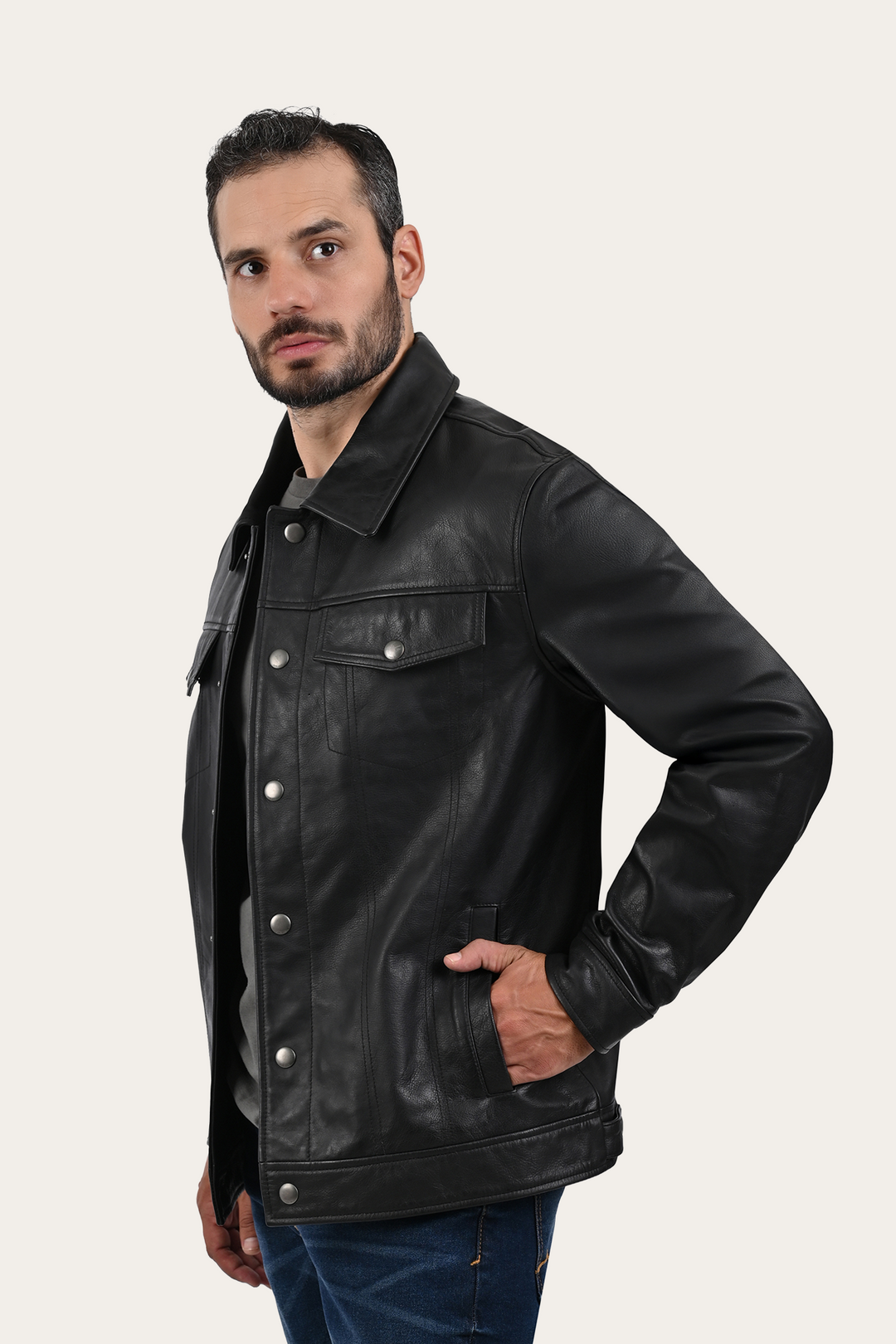 Black Leather Jackets Frye Black Baxter Trucker Jacket