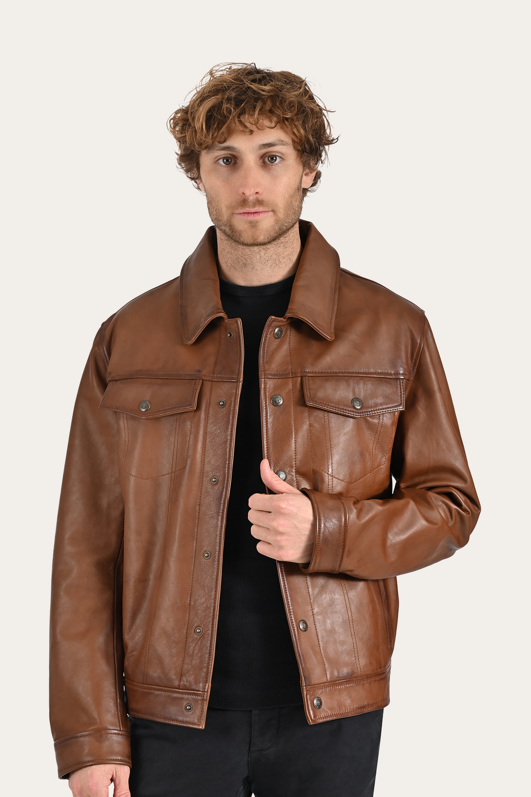 Brown Leather Jackets Frye Brown Baxter Trucker Jacket