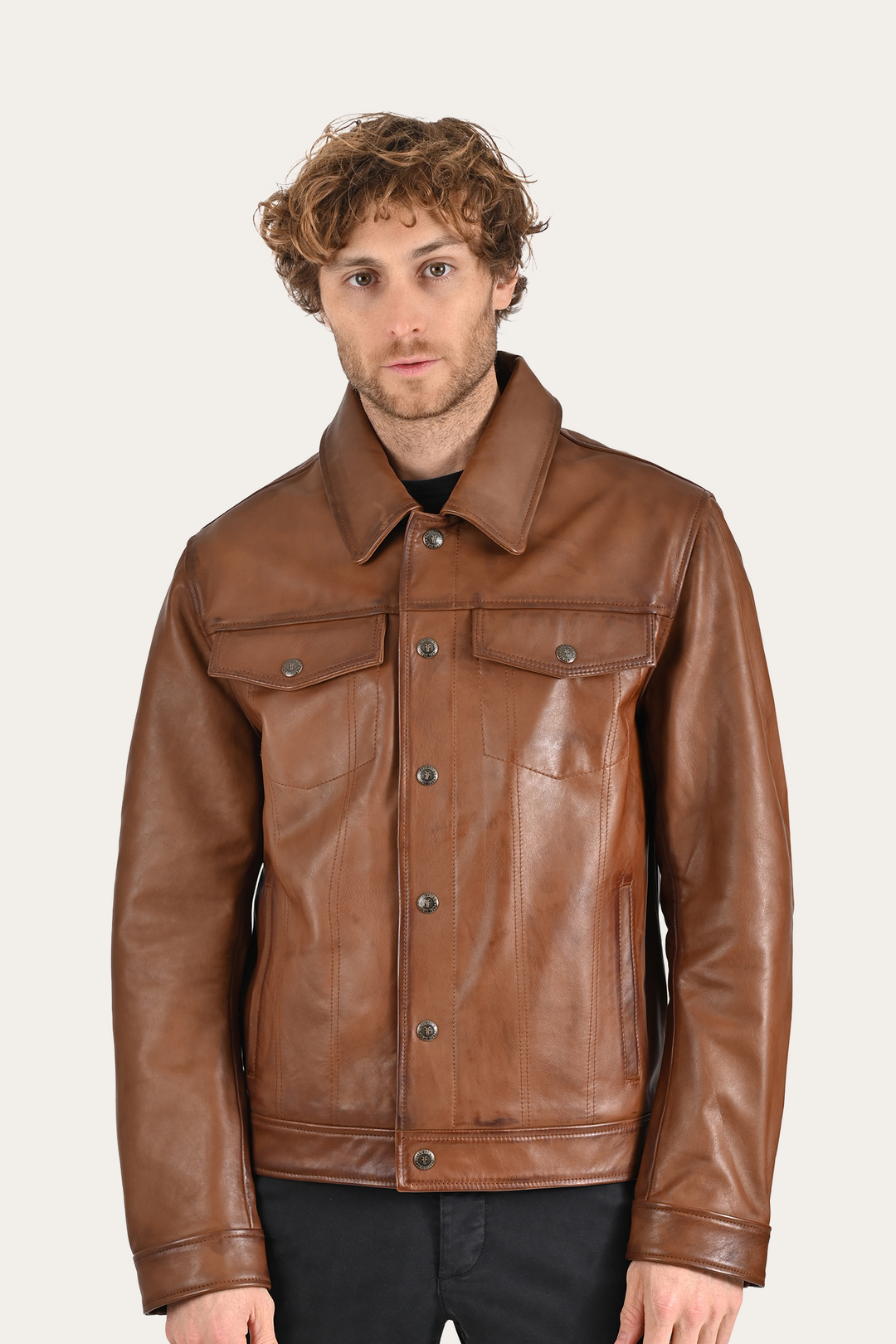 Brown Leather Jackets Frye Brown Baxter Trucker Jacket
