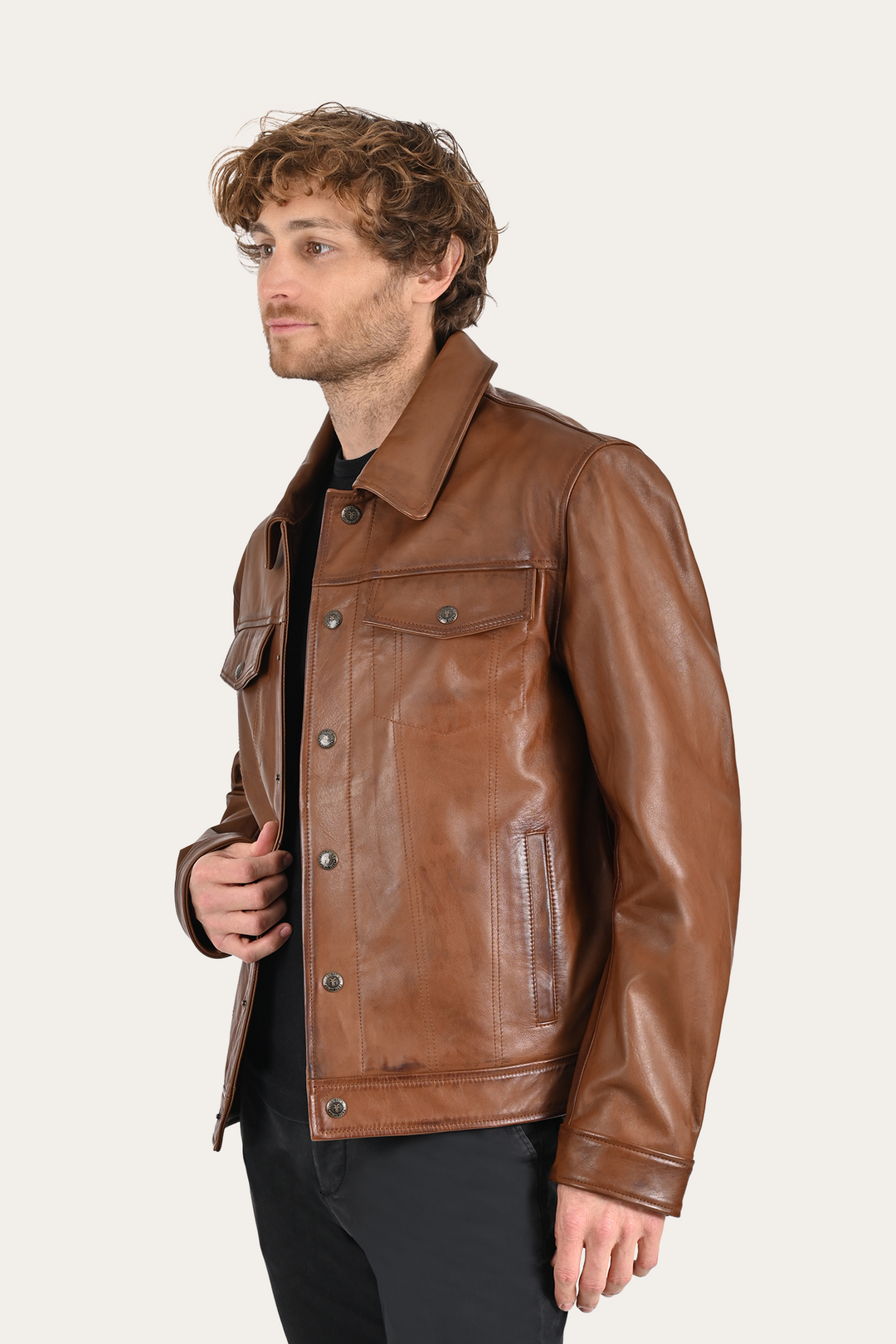 Brown Leather Jackets Frye Brown Baxter Trucker Jacket
