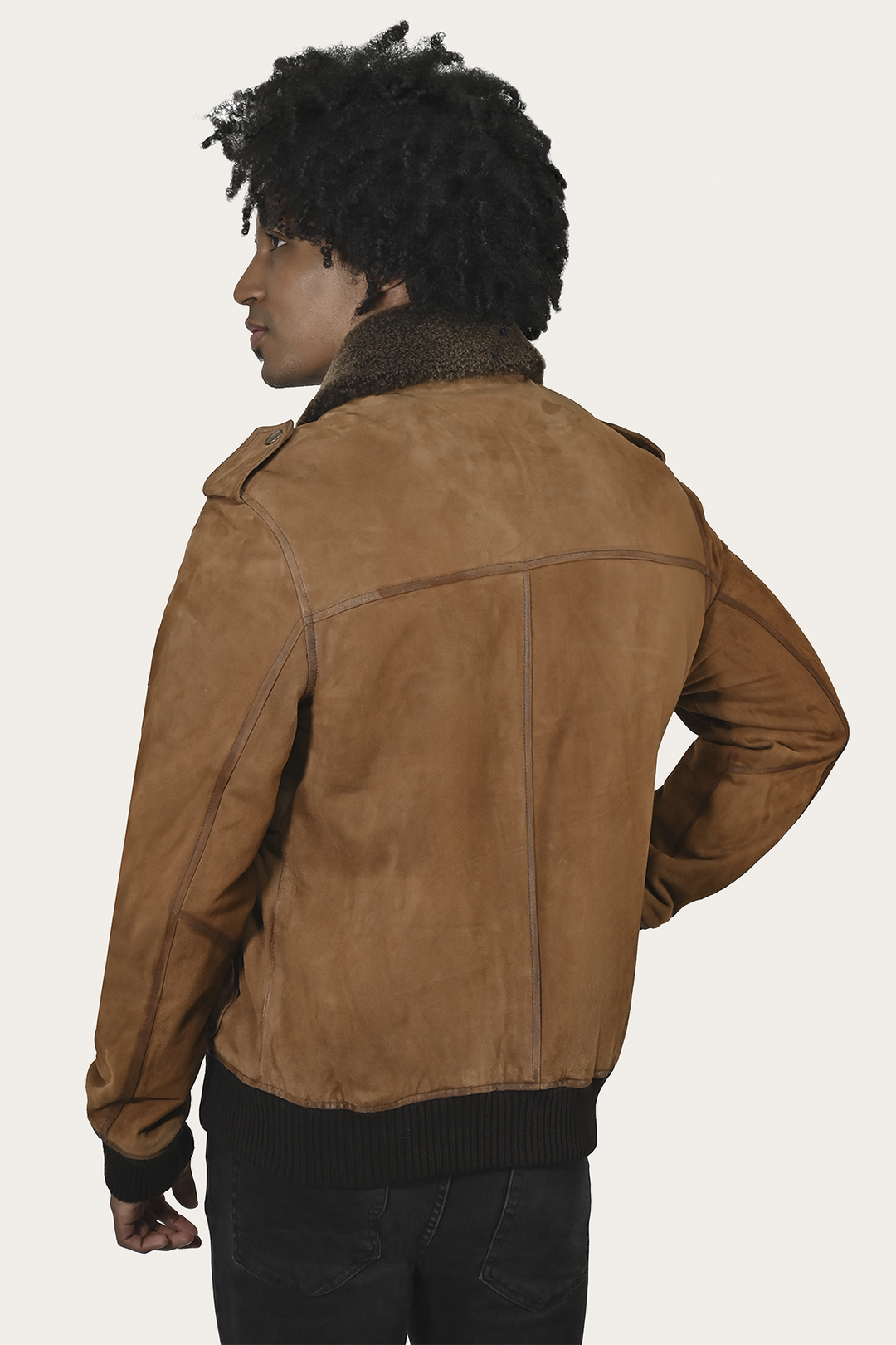 Middle Brown Leather Jackets Frye Men’s Middle Brown Jethro Shearling Flight Suede Jacket