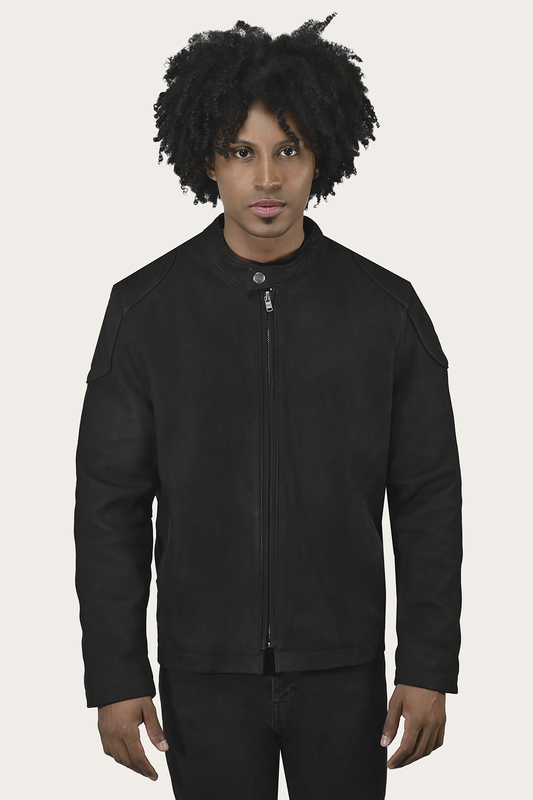 Black Leather Jackets Frye Men’s Black Gannon Lamb Leather Racer Jacket