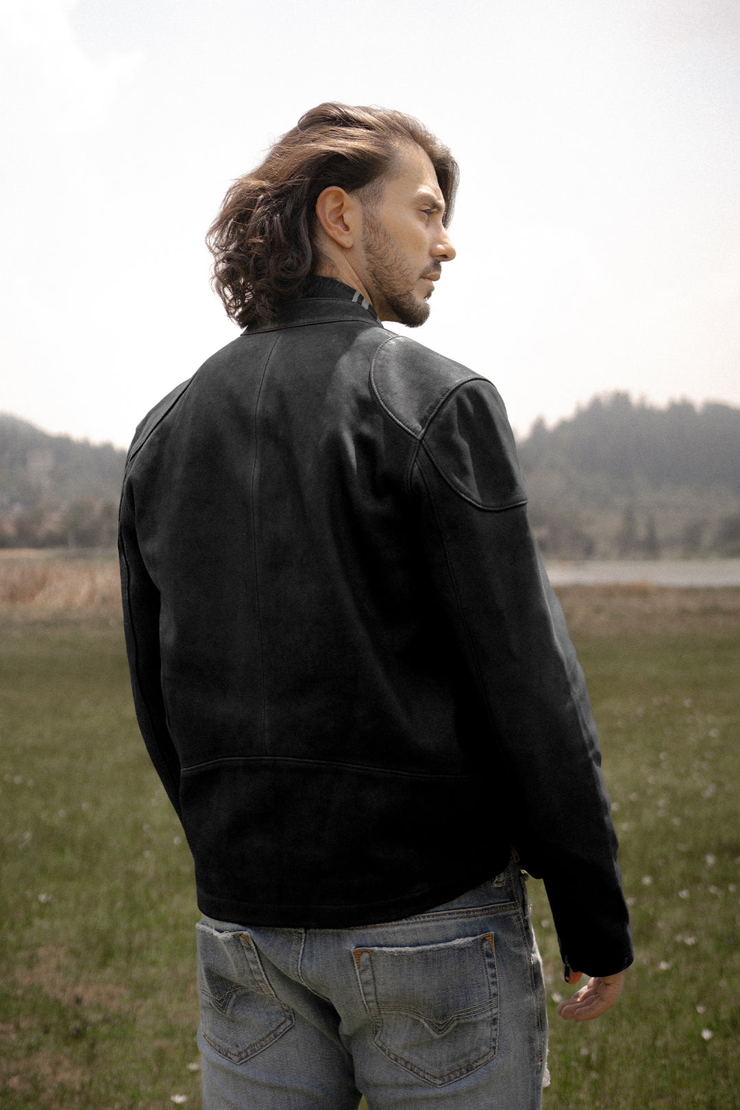 Black Leather Jackets Frye Men’s Black Gannon Lamb Leather Racer Jacket