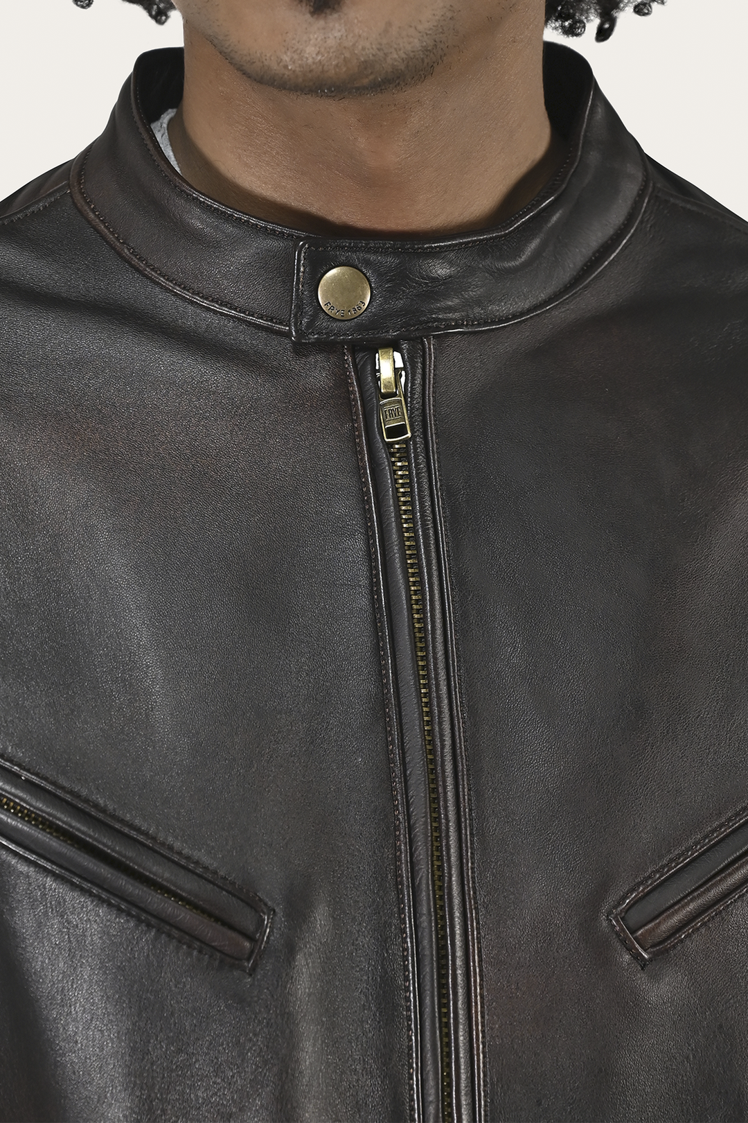 Cognac Black Leather Jackets Frye Men’s Cognac Black Huck Cowhide Racer Leather Jacket