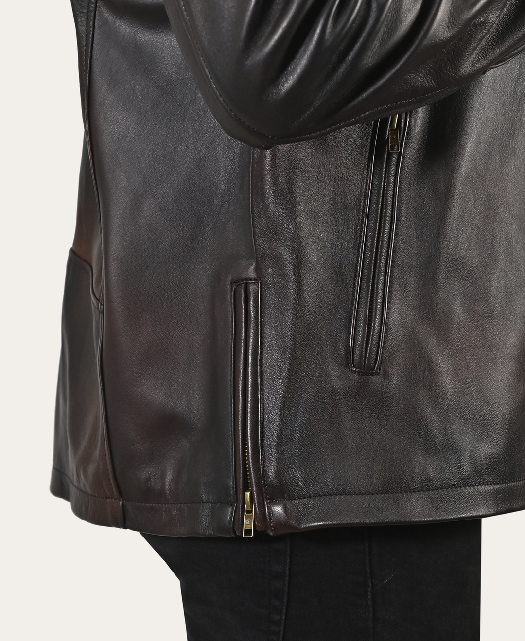 Cognac Black Leather Jackets Frye Men’s Cognac Black Huck Cowhide Racer Leather Jacket
