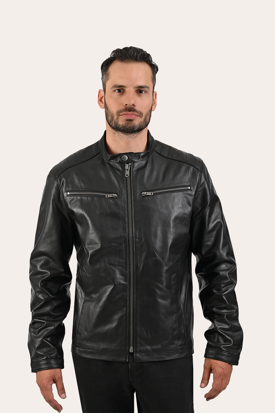 Black Leather Jackets Frye Men’s Black Pioneer Racer Leather Jacket
