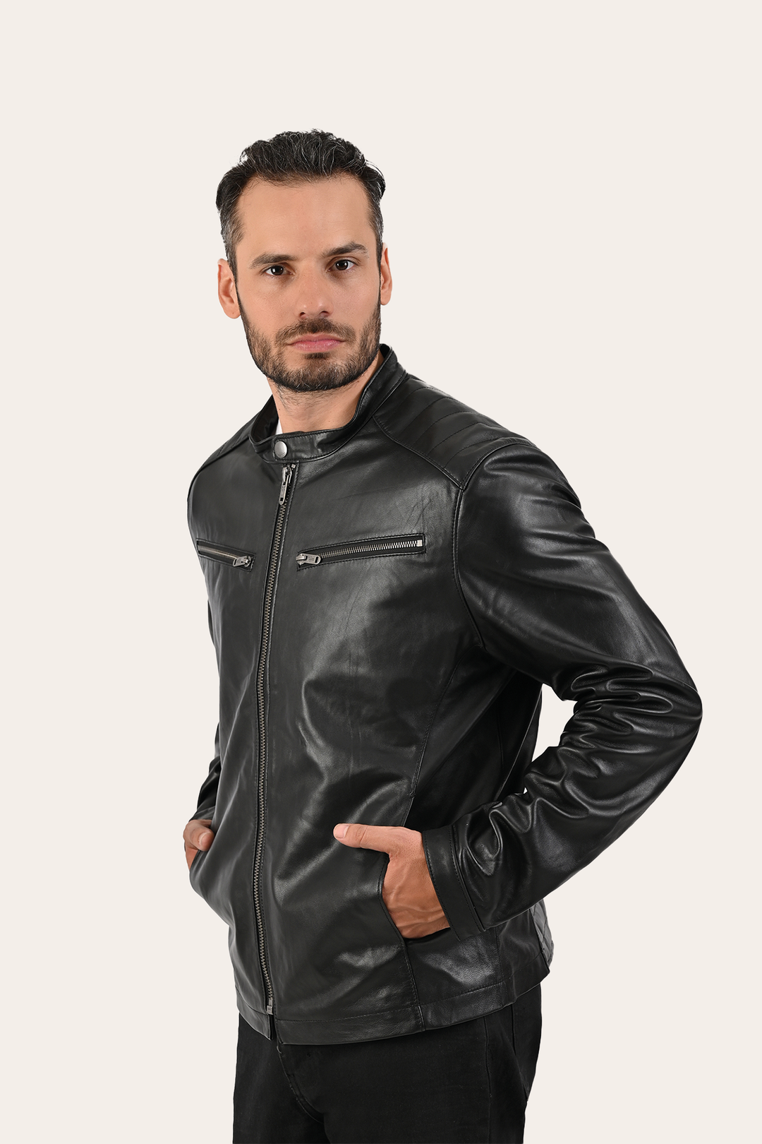 Black Leather Jackets Frye Men’s Black Pioneer Racer Leather Jacket