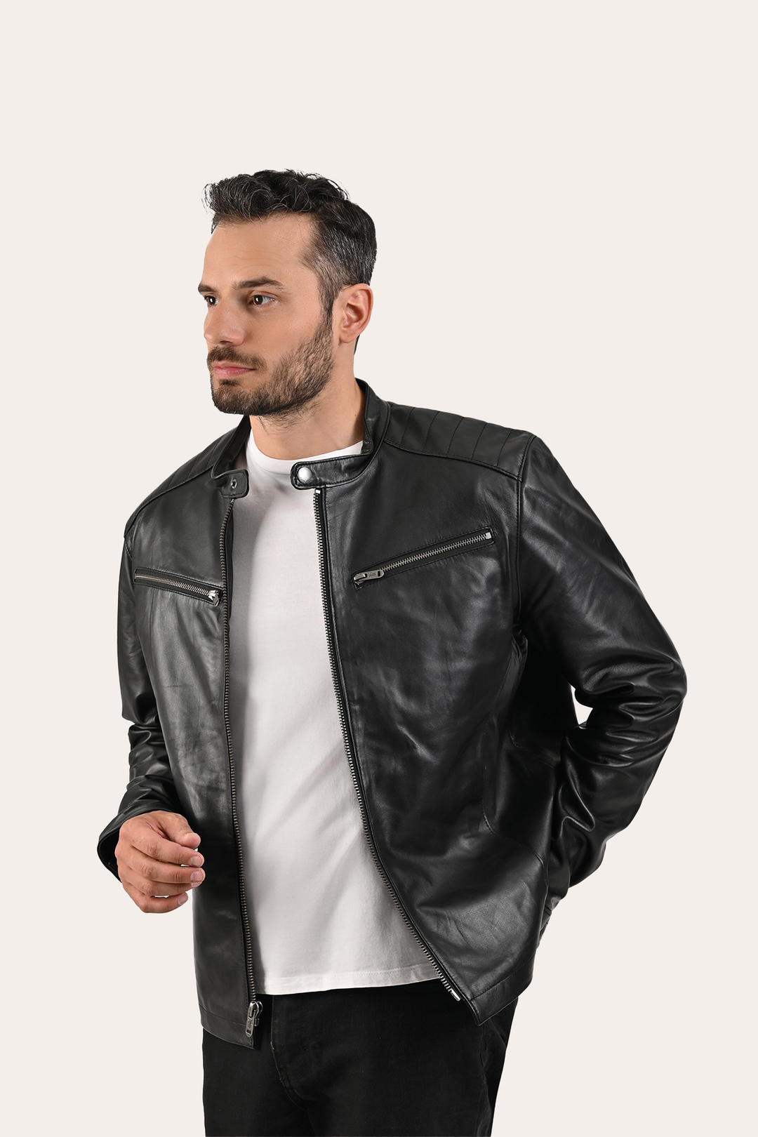 Black Leather Jackets Frye Men’s Black Pioneer Racer Leather Jacket
