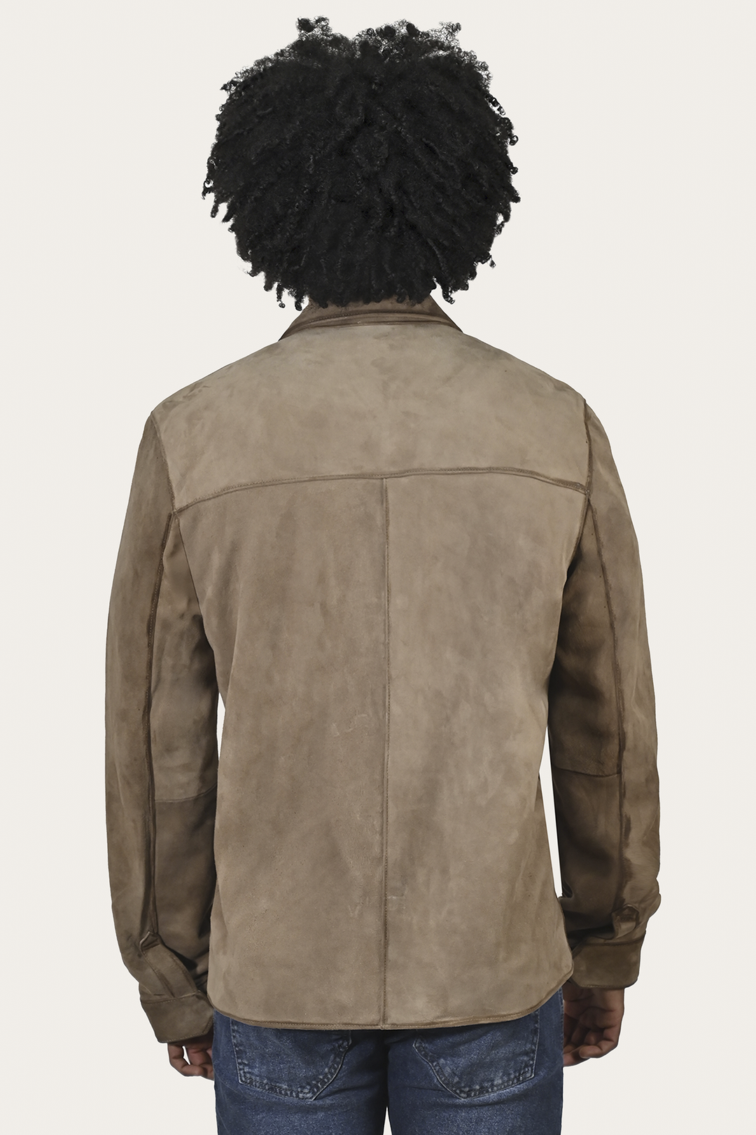 Taupe Leather Jackets Frye Men’s Taupe Brock Suede Utility Shacket