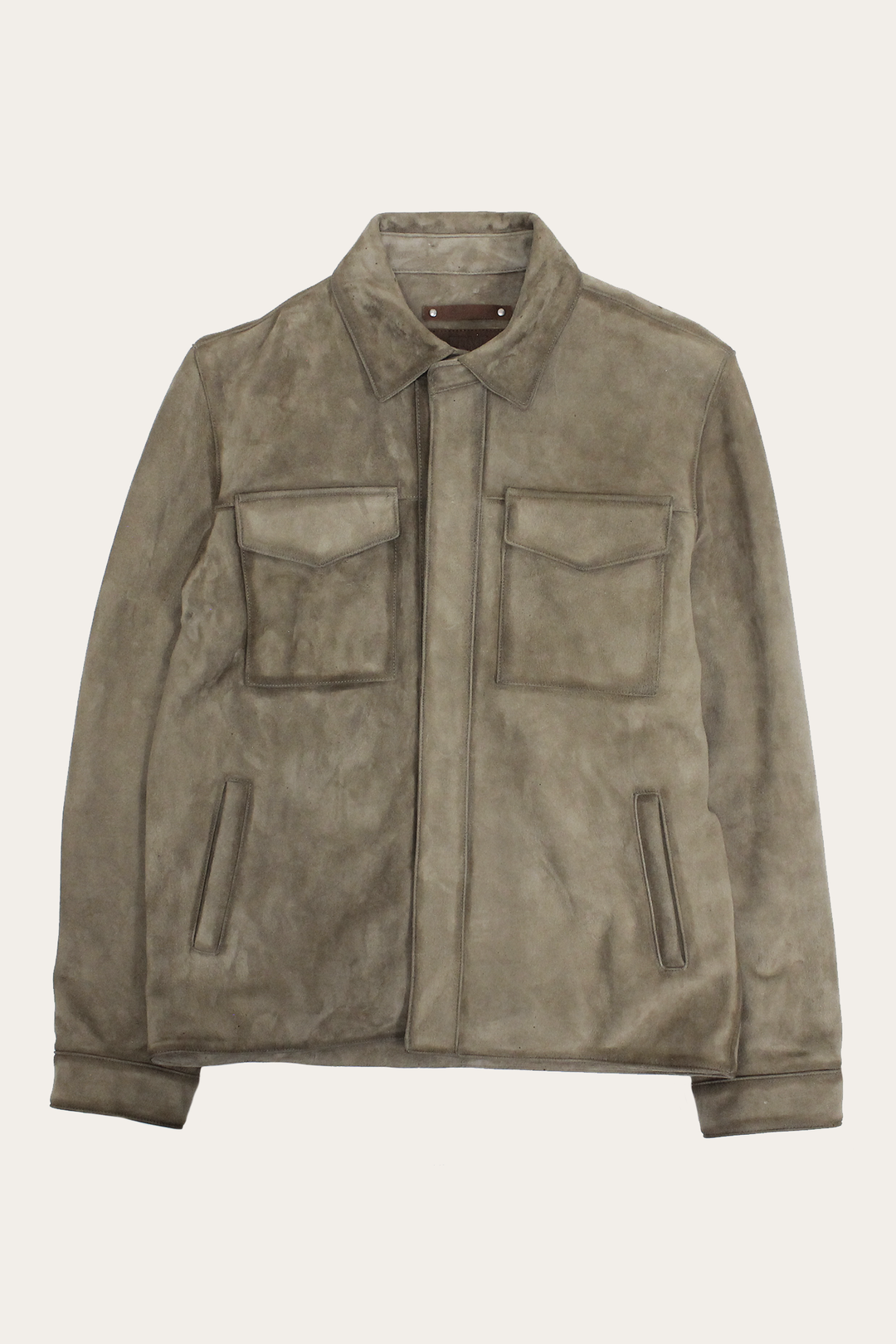 Taupe Leather Jackets Frye Men’s Taupe Brock Suede Utility Shacket