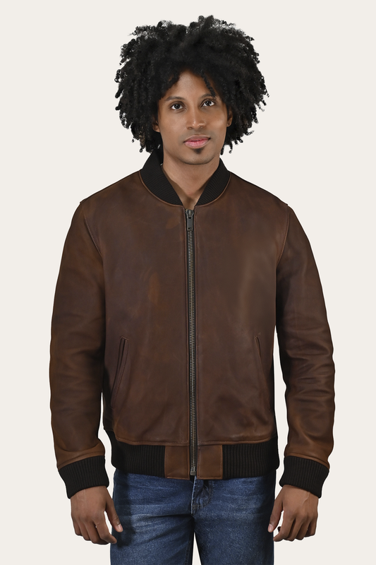 Cognac Leather Jackets Frye Men’s Cognac Clay Leather Bomber Jacket