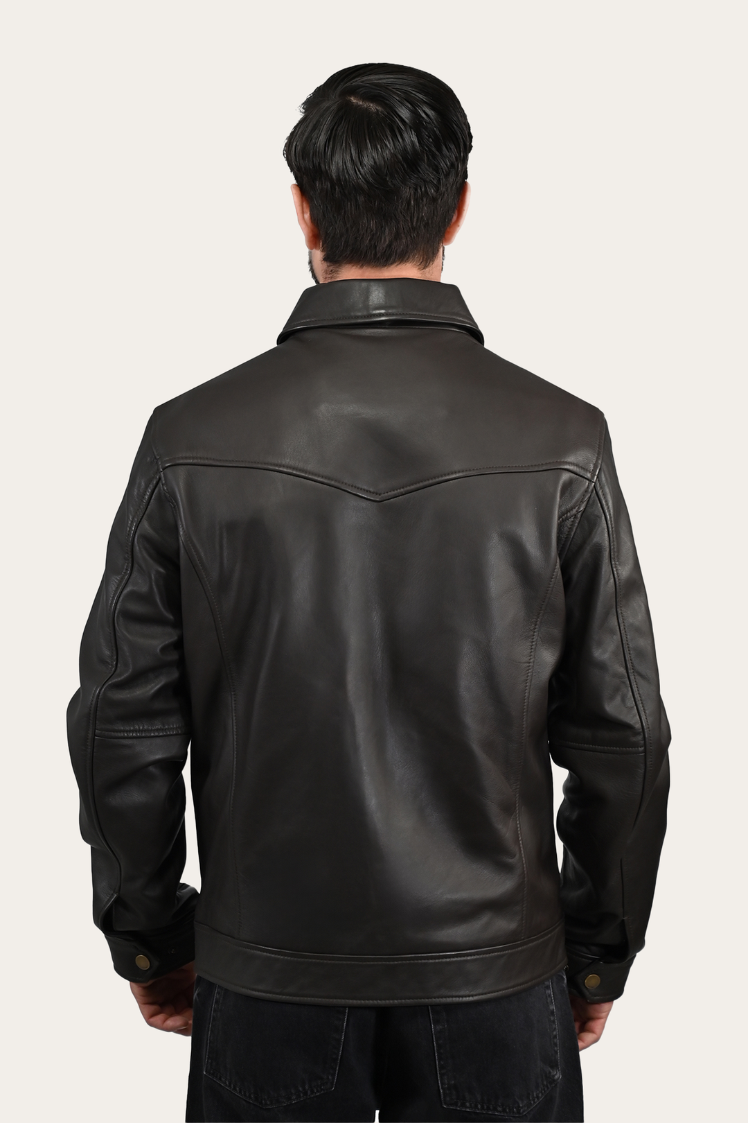 Dark Brown Leather Jackets Frye Men’s Dark Brown Durango Trucker Leather Jacket
