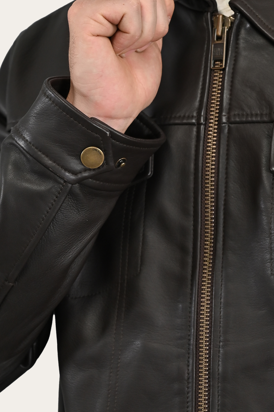 Dark Brown Leather Jackets Frye Men’s Dark Brown Durango Trucker Leather Jacket