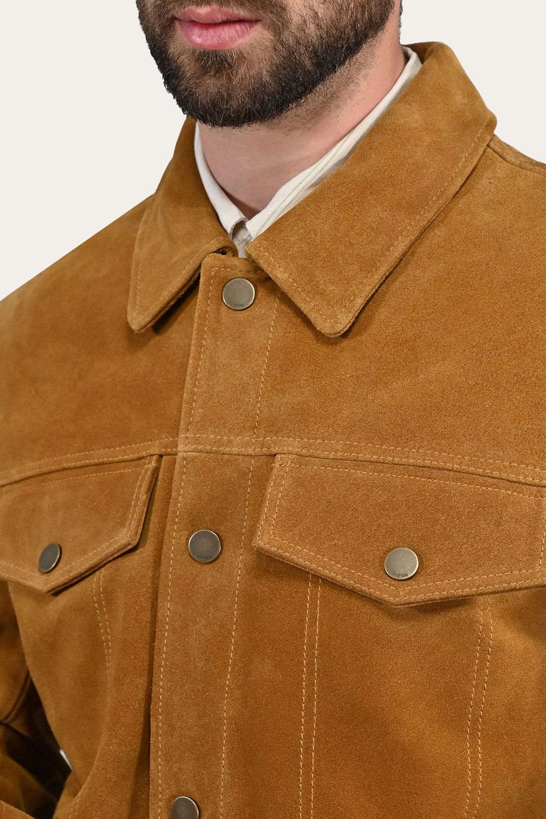 Tan Leather Jackets Frye Men’s Tan Trailblazer Trucker Suede Jacket