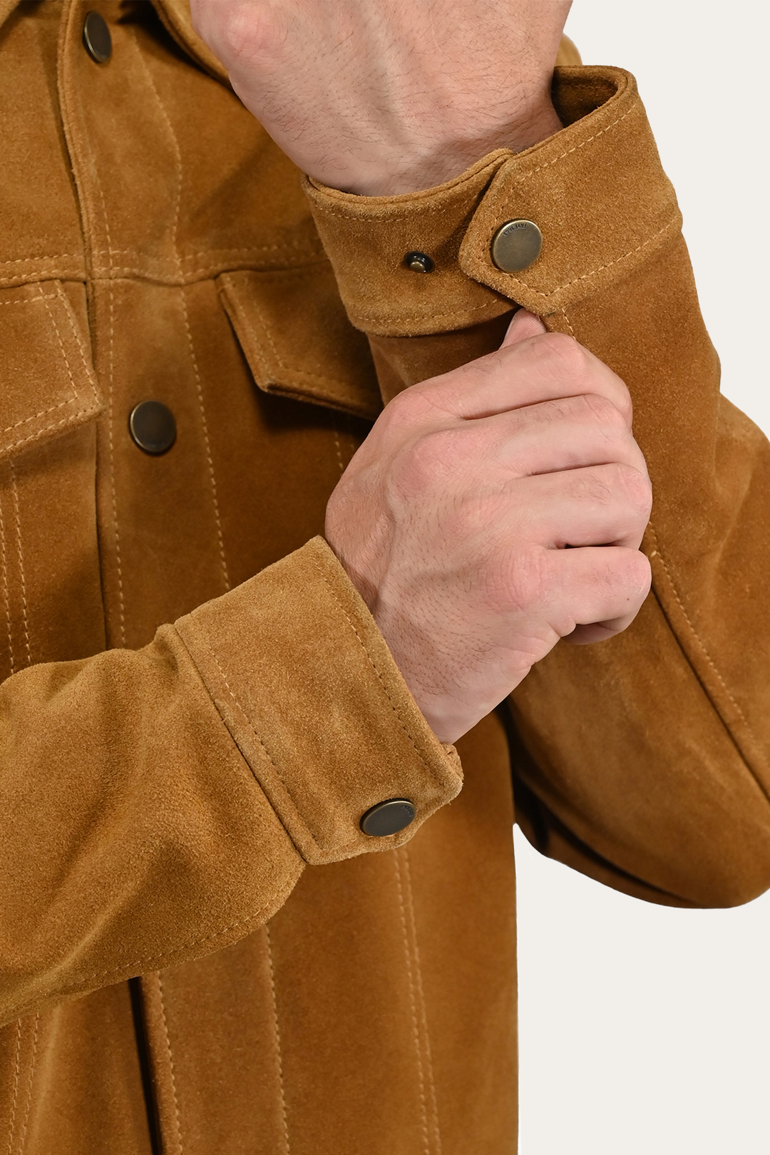 Tan Leather Jackets Frye Men’s Tan Trailblazer Trucker Suede Jacket