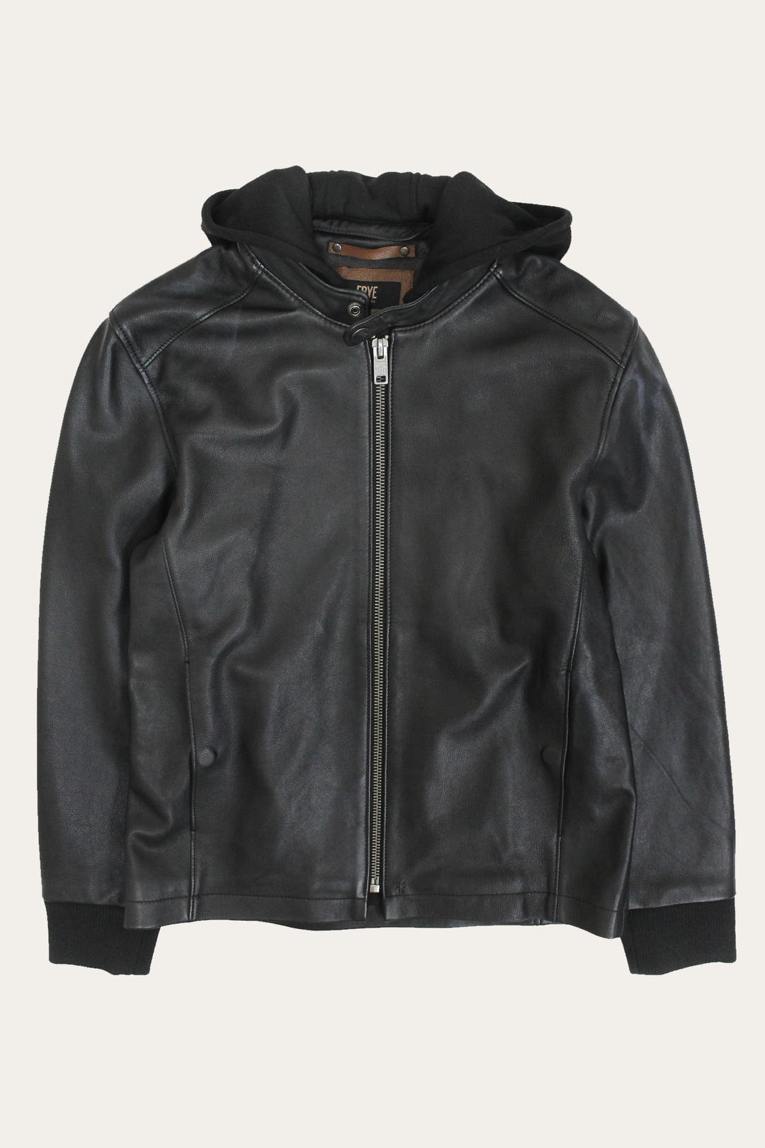 Black Leather Jackets Frye Men’s Black Saddle Racer Leather Hooded Jacket