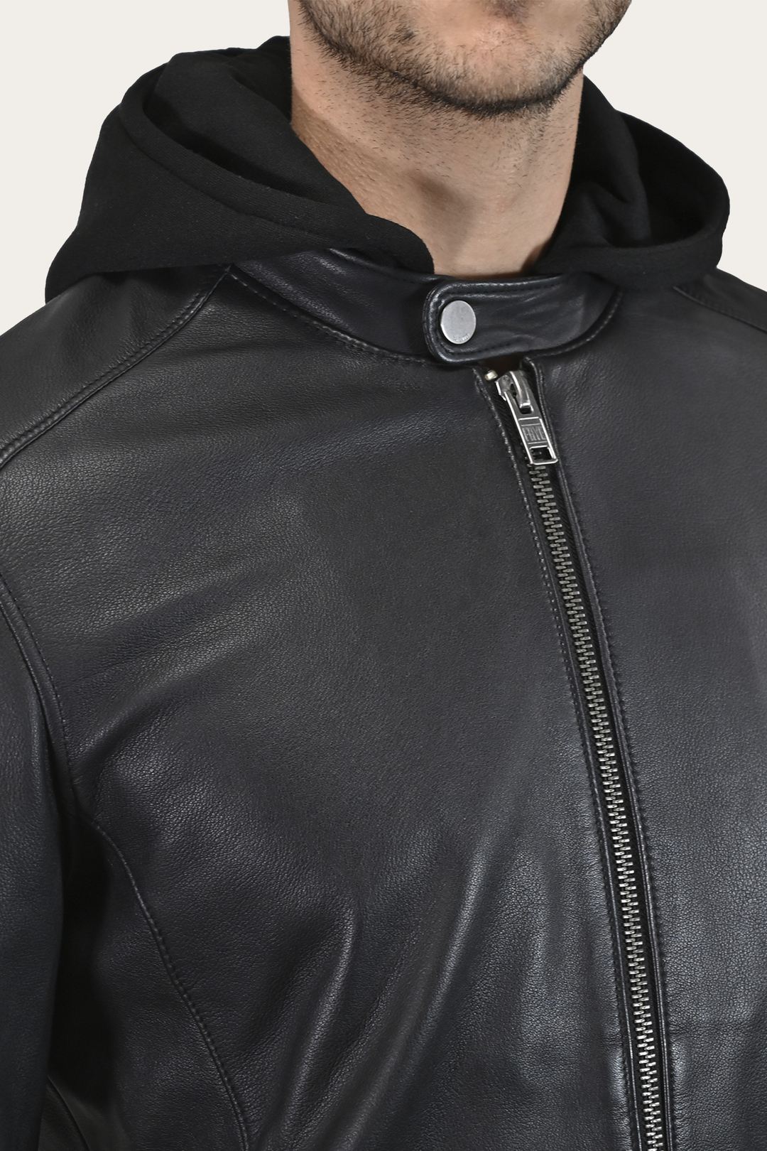 Black Leather Jackets Frye Men’s Black Saddle Racer Leather Hooded Jacket