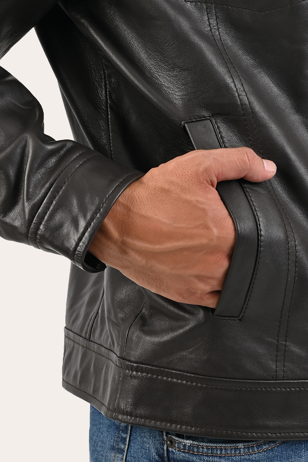 Dark Brown Leather Jackets Frye Men’s Dark Brown Kentucky Trucker Leather Jacket