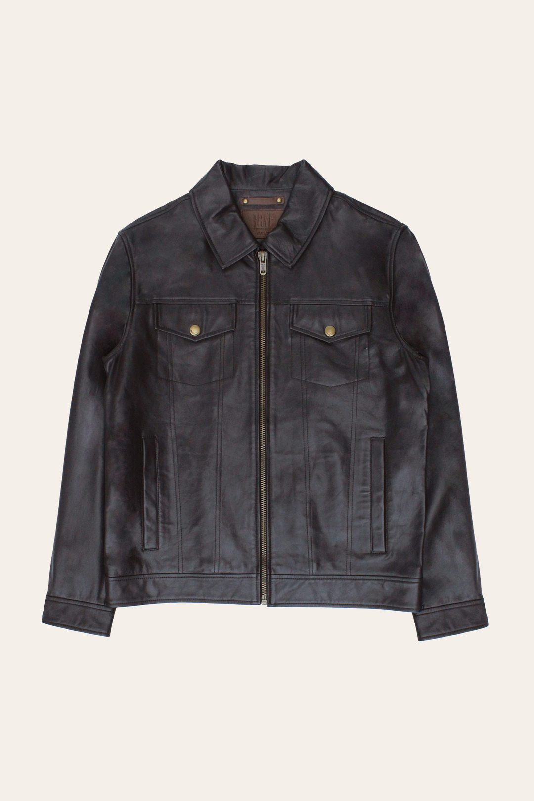 Dark Brown Leather Jackets Frye Men’s Dark Brown Kentucky Trucker Leather Jacket