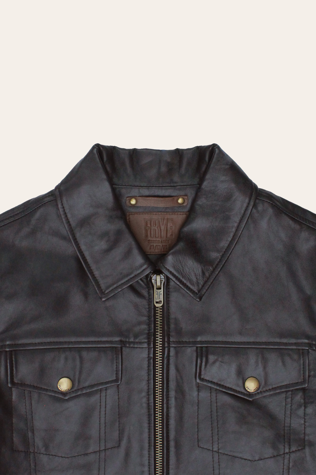 Dark Brown Leather Jackets Frye Men’s Dark Brown Kentucky Trucker Leather Jacket