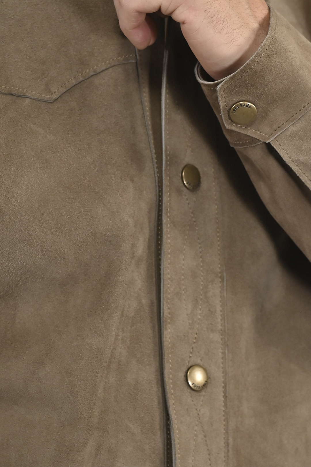 Taupe Leather Jackets Frye Men’s Taupe Judd Suede Shacket