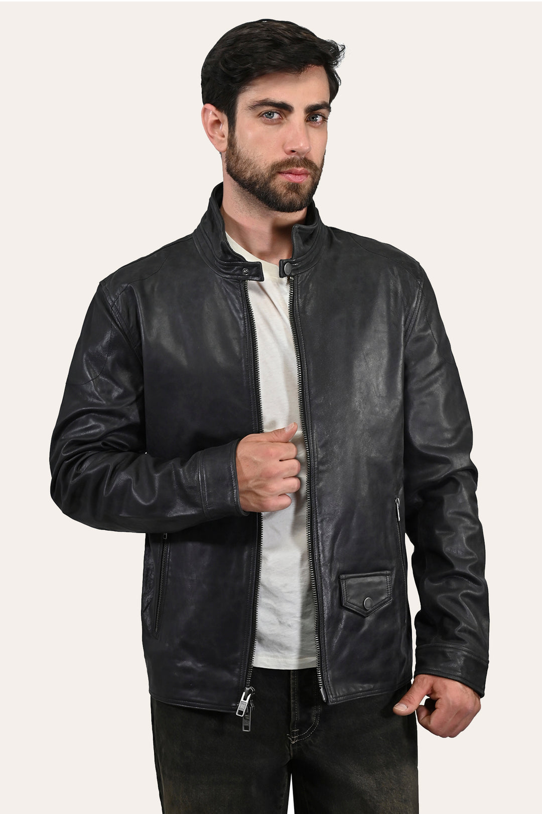 Black Leather Jackets Frye Men’s Black Lawton Modern Nappa Biker Jacket