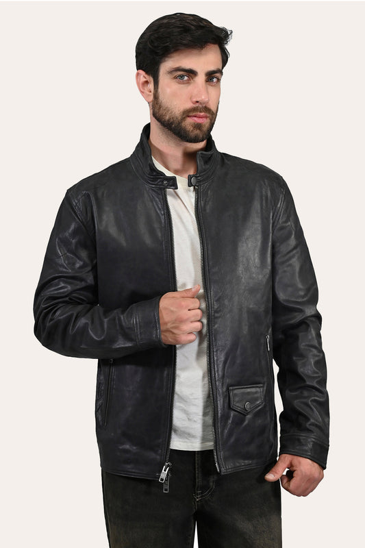 Black Leather Jackets Frye Men’s Black Lawton Modern Nappa Biker Jacket