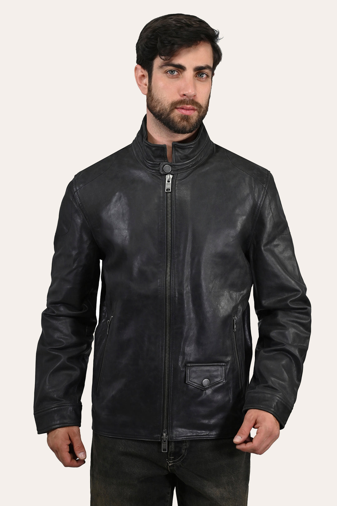 Black Leather Jackets Frye Men’s Black Lawton Modern Nappa Biker Jacket
