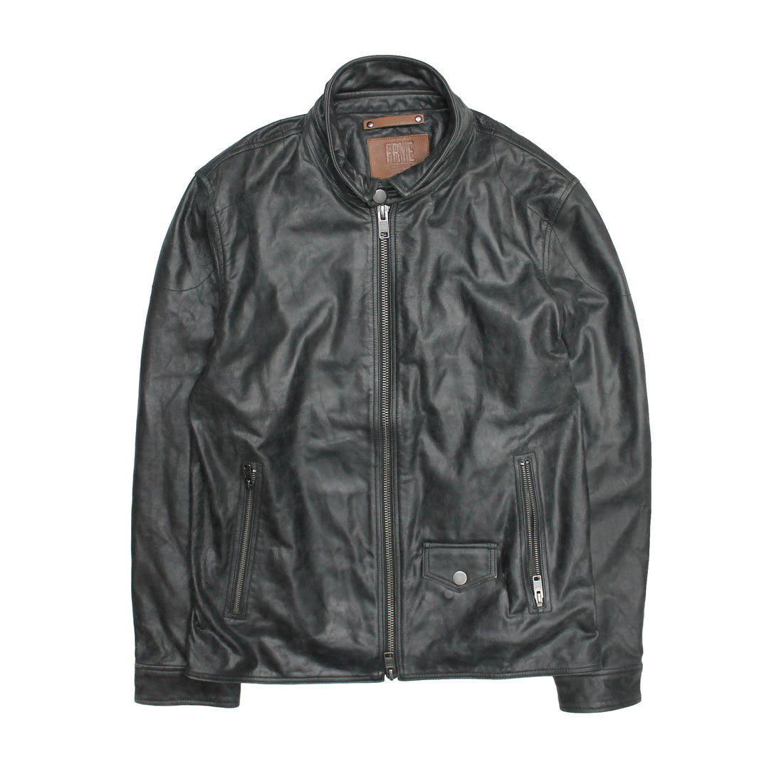 Black Leather Jackets Frye Men’s Black Lawton Modern Nappa Biker Jacket