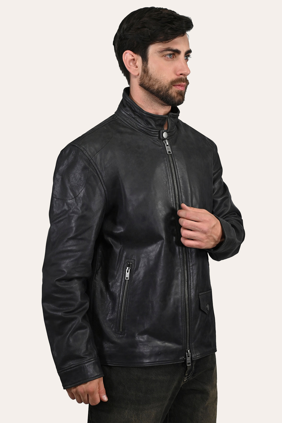 Black Leather Jackets Frye Men’s Black Lawton Modern Nappa Biker Jacket