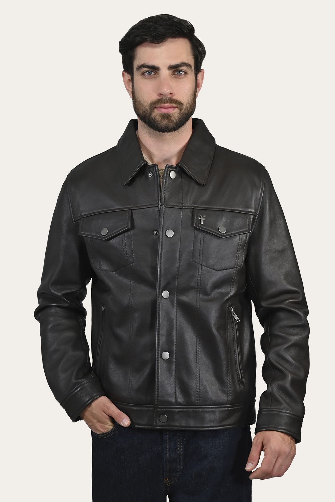 Dark Brown Leather Jackets Frye Ruffian Trucker Jacket
