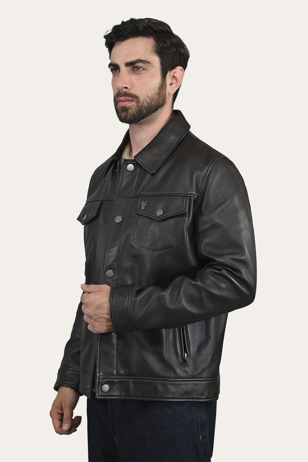 Dark Brown Leather Jackets Frye Ruffian Trucker Jacket