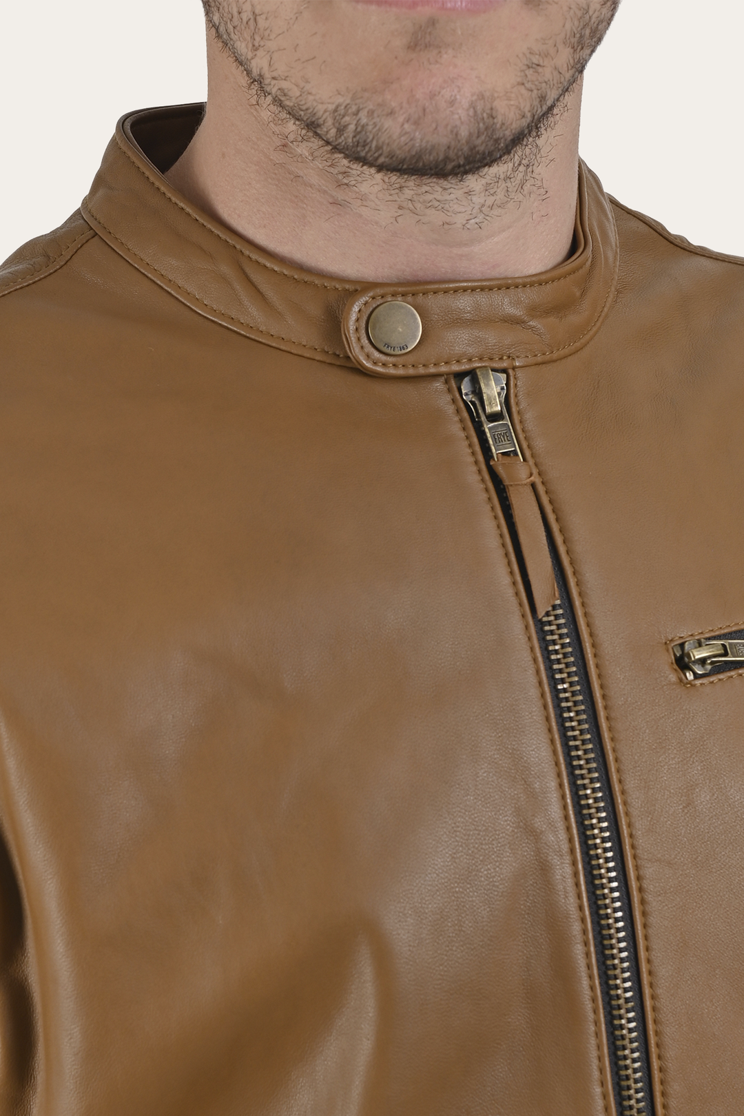 Middle Brown Leather Jackets Frye Wyoming Racing Jacket